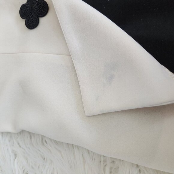 Evan Picone Sheath Dress sz 12 Asian Style Black White Paracord Chinese Button - Picture 8 of 11